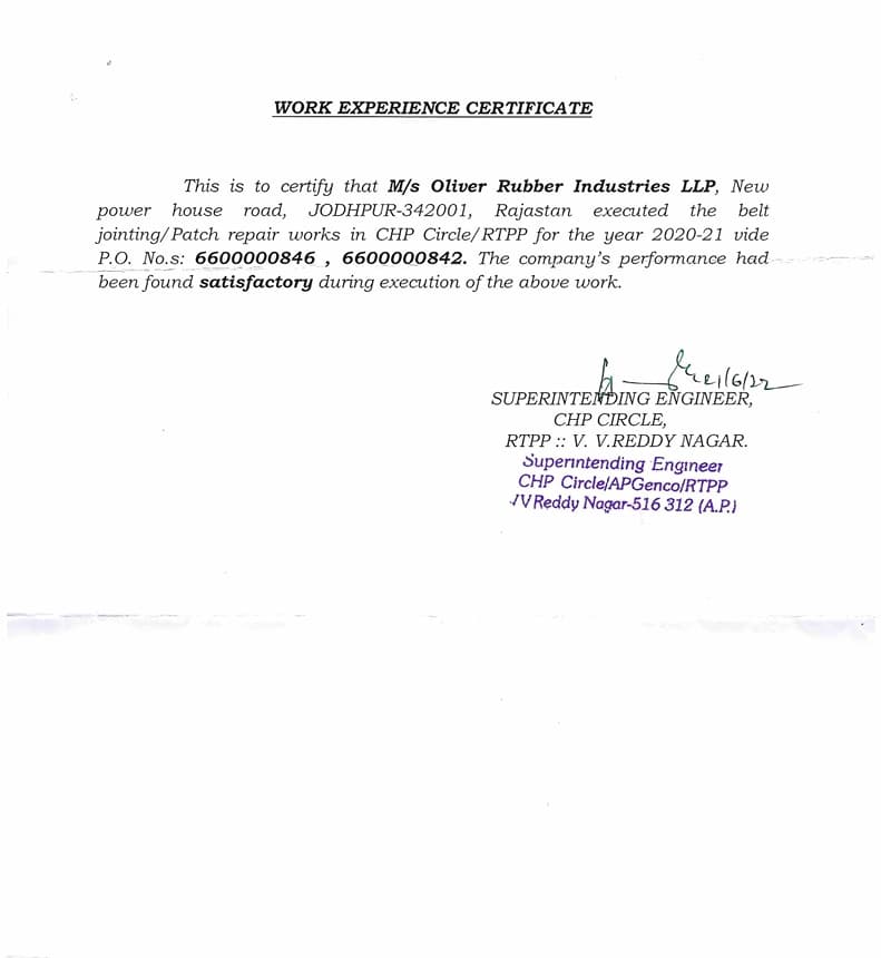 Work Experience Certificate 
