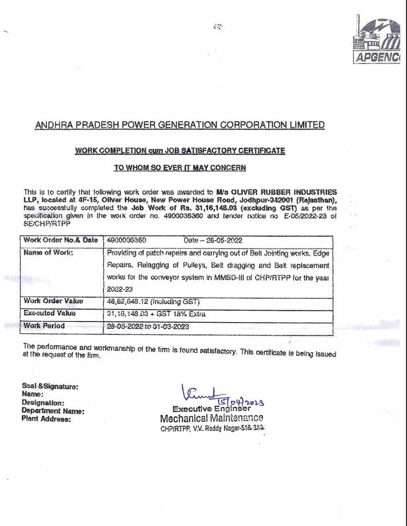 Job Completion Certificate 